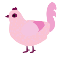 llll, a rose and pink chicken with a speckle pattern