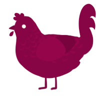 Liver, a maroon chicken with a half-lace pattern
