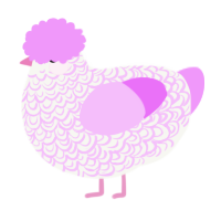 Lavelle, a white and lavender chicken with a double-lace pattern
