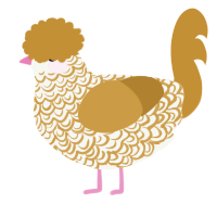 Criswell, a white and gold chicken with a double-lace pattern