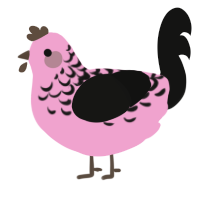 Goth fairy, a pink and black chicken with a half-lace pattern