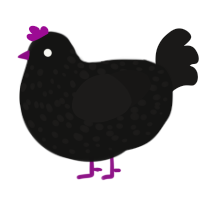 Speckled Luck, a black and sable chicken with a speckle pattern