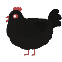 A sable and black chicken with a half-lace pattern