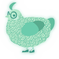 Mint, a mint and turquoise chicken with a double-lace pattern
