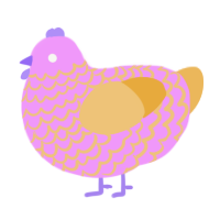 cotton candy, a lavender and honey chicken with a lace pattern
