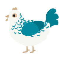 A white and sea chicken with a half-lace pattern