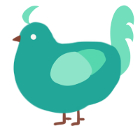 A turquoise and mint chicken
