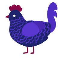 Barry, a navy and indigo chicken with a lace pattern
