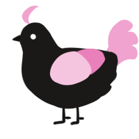 A sable and pink chicken