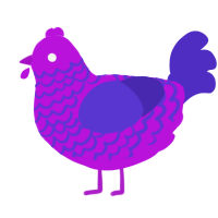 A amethyst and indigo chicken with a lace pattern
