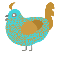 (unnamed), a aqua and gold chicken with a double-lace pattern
