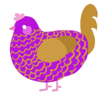 A amethyst and gold chicken with a lace pattern