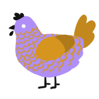A lilac and ochre chicken with a lace pattern