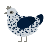 Minna, a mist and tumblr chicken with a speckle pattern