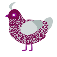 Kelsie, a wine and silver chicken with a double-lace pattern