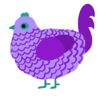 A lilac and violet chicken with a lace pattern