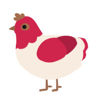 A cream and crimson chicken with a head pattern
