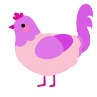 Pipchique, a rose and orchid chicken with a head pattern