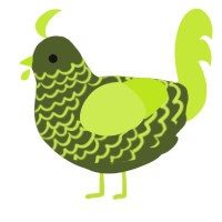 Emily, a olive and lime chicken with a lace pattern