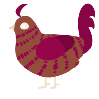 A russet and maroon chicken with a bar pattern
