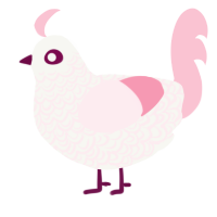 A white and rose chicken with a double-lace pattern