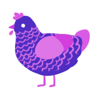 A indigo and orchid chicken with a lace pattern