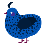 A ultramarine and tumblr chicken with a speckle pattern