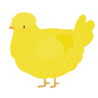 A yellow chicken with a lace pattern