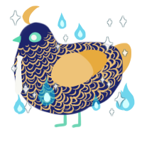 A navy and honey chicken with a double-lace pattern