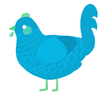 A cerulean chicken with a lace pattern