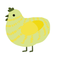 Lemon, a lemon and yellow chicken with a bar pattern