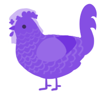 A blurple chicken with a lace pattern