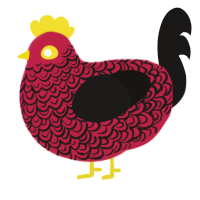 Arthur, a crimson and sable chicken with a double-lace pattern