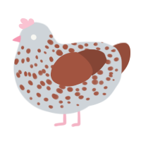 A mist and russet chicken with a speckle pattern