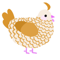 A cream and orange chicken with a lace pattern