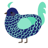 Lumine, a navy and mint chicken with a lace pattern