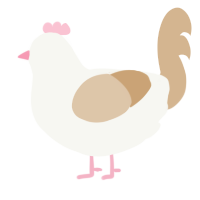 A white and beige chicken