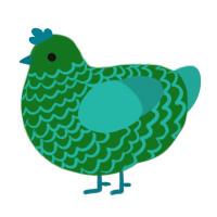 A leaf and turquoise chicken with a lace pattern