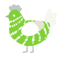 A grass and white chicken with a bar pattern