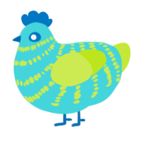 colgate, a aqua and lime chicken with a bar pattern