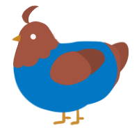 A sapphire and russet chicken with a head pattern