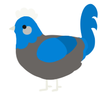 wip, a grey and sapphire chicken with a head pattern