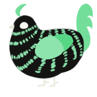Son Of Void, a black and spring chicken with a bar pattern