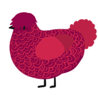 (unnamed), a maroon and crimson chicken with a double-lace pattern