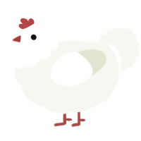 A white chicken with a head pattern