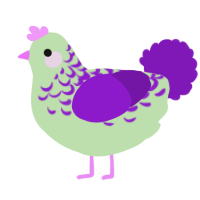 Cabbage, a gluppy and violet chicken with a half-lace pattern