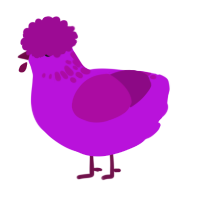 Rasberry, a amethyst and plum chicken with a neck-speckle pattern