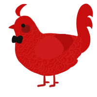 A red chicken with a double-lace pattern