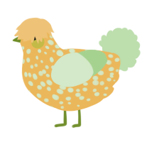 A honey and gluppy chicken with a speckle pattern