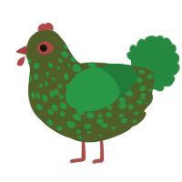 A olive and viridian chicken with a speckle pattern